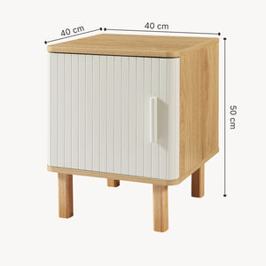 Szafka nocna Ferrersp z drzwiami 50x40x40 cm dąb optyka/piaskowy [en.casa]