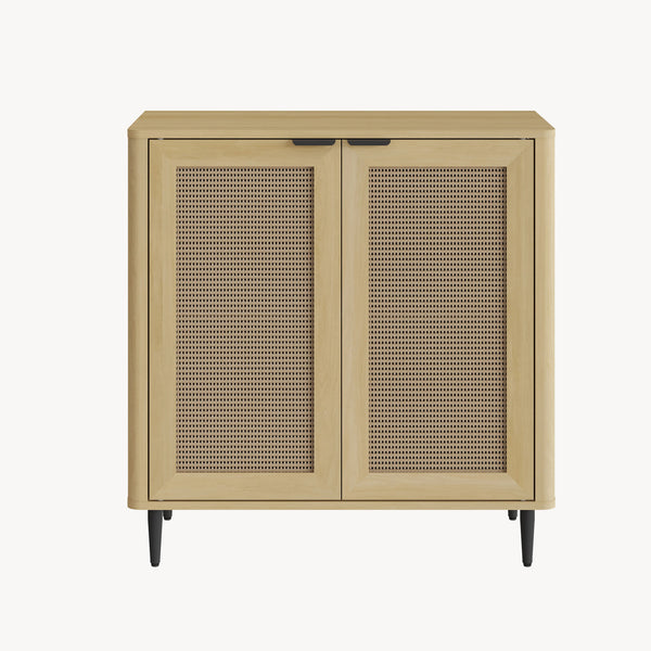Sideboard Lukhomso 83x80x40 cm optyka dąb/optyka rattanu [en.casa]