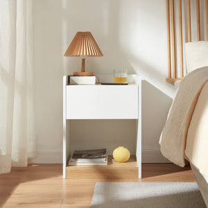 Stolik nocny Kuorshare 55x42x37 cm biały/dąb [en.casa]