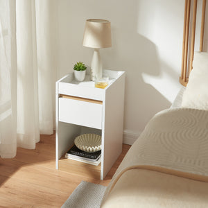 Stolik nocny Lure 55x30x35 cm biały/dąb [en.casa]