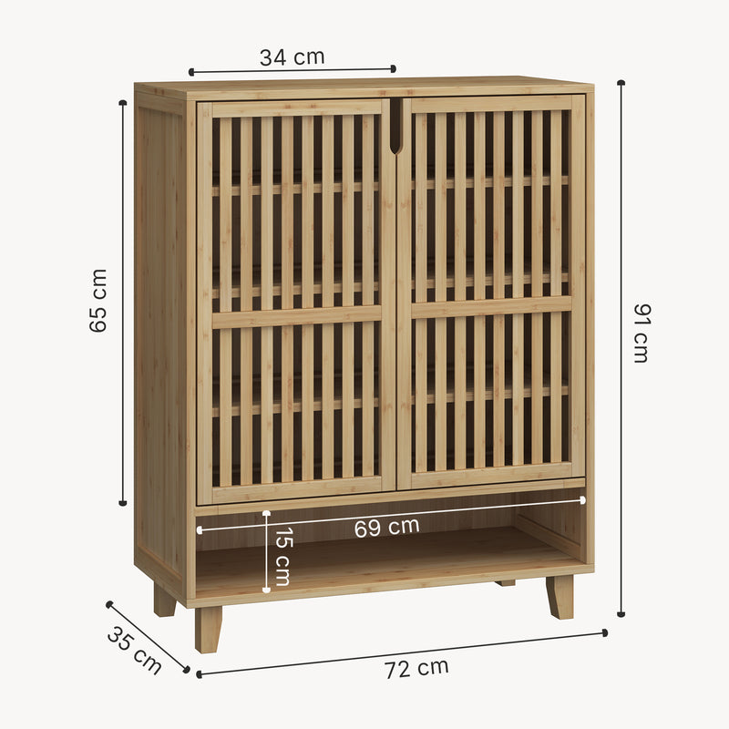 Szkic wymiarowy Szafka na buty Sirgerg 91x72x35 cm bambus naturalny [en.casa]