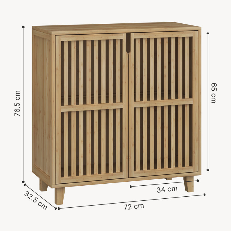 Szkic wymiarowy Szafka boczna Sirgerg 77x72x33 cm bambus naturalny [en.casa]