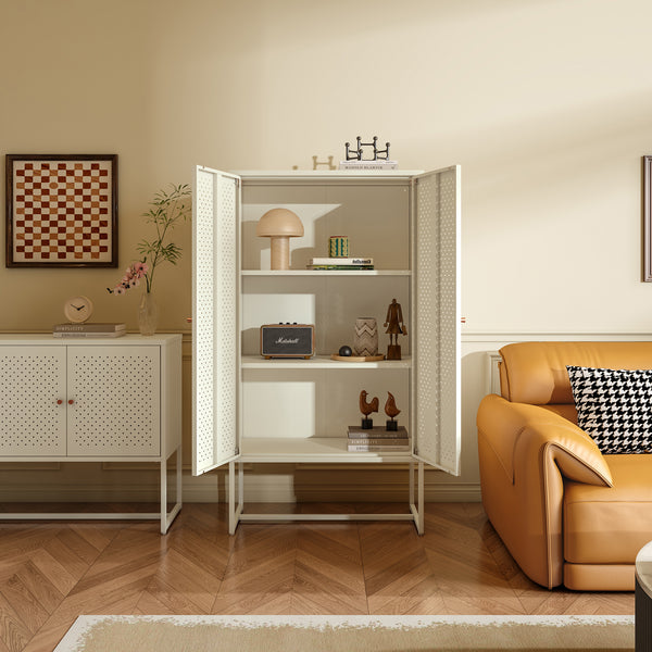 Highboard Viitasaari 150x80x40 cm stal kremowobiały [en.casa]