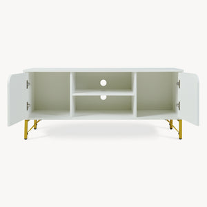 Szafka RTV Reyri 120x39x52 cm Biała/Złota [en.casa]
