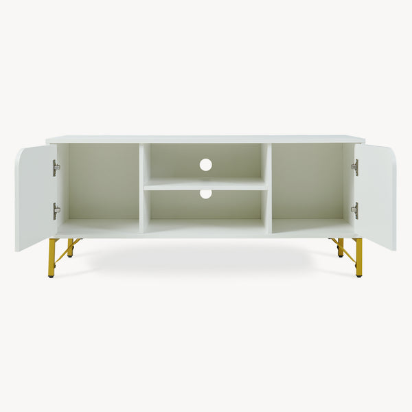 Szafka RTV Reyri 120x39x52 cm Biała/Złota [en.casa]