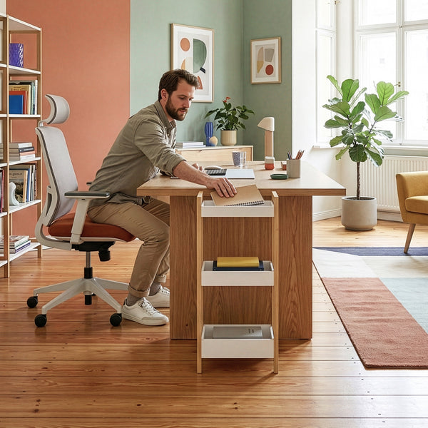 Regał łazienkowy Anun z 3 półkami 75x28x20 cm bambus naturalny/biały [en.casa]