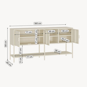 Sideboard Kliri stal 160x40x80 cm kremowobiały [en.casa]