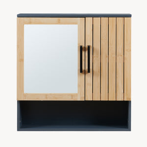 Szafka z lustrem Svanes 58x56x13 cm Ciemnoszary/Naturalny [en.casa]