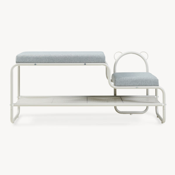 Ławka na buty z taboretem dziecięcym Jässaatka stal 100x32x46 cm szary [en.casa]