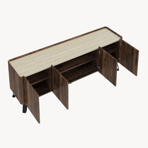 Szafka RTV Trorlon 160x40x55 cm w optyce orzecha/trawertynu [en.casa]
