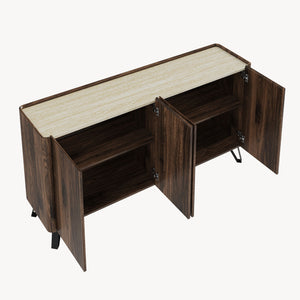 Sideboard Trorlon 160x40x83 cm orzech włoski/trawertyn [en.casa]