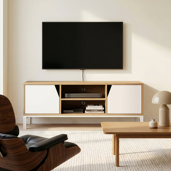 Szafka RTV Kerrköndam 120x40x46 cm dąb dekor/biały [en.casa]