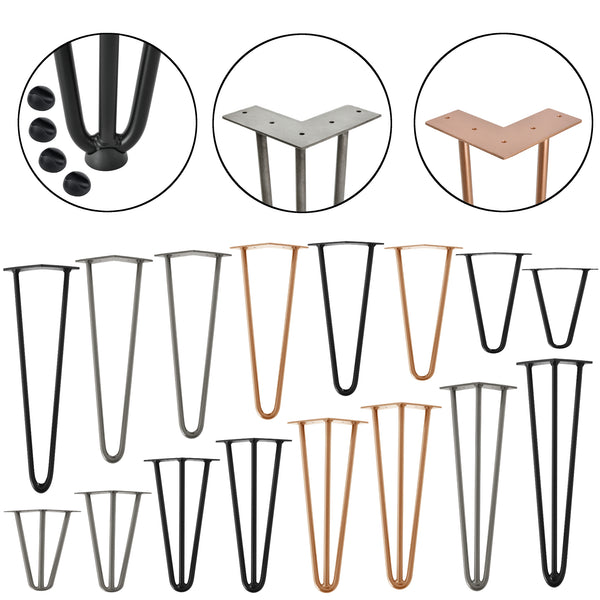 [en.casa]® Nogi metalowe do stołu Hairpin legs zestaw/4 szt. (różne warianty i kolory)