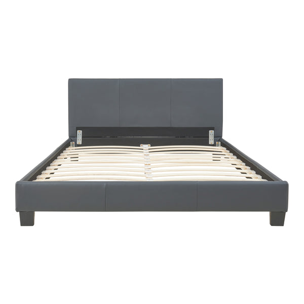 Łóżko ze sztucznej skóry Albacete 140x200 cm ciemnoszare Corium