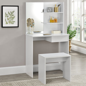 Toaletka Katrineholm z lustrem i stołkiem biała en.casa