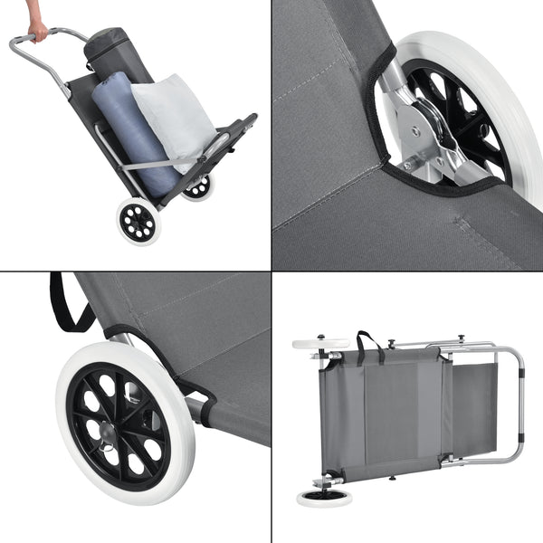 Leżak Falun z daszkiem i kółkami antracytowo-szary casa.pro