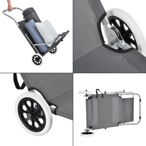 Zestaw 2 leżaków Falun z daszkiem i kółkami antracytowo-szary casa.pro