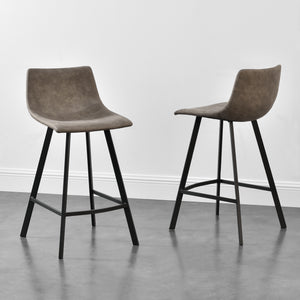Zestaw 2 stołków barowych Edinburgh z metalowymi nogami imitacja zamszu tapicerowane ciemnoszare en.casa