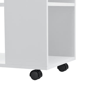 Stolik kawowy Älvdalen 60x70x35 cm dodatkowa półka i blokowane kółka Biały en.casa