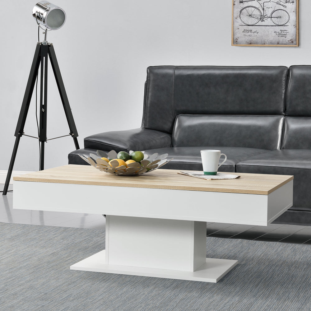 Couchtisch Lünen 40x110x60cm mit 2 Staufächer Eicheoptik Weiß en.casa - premiumXL