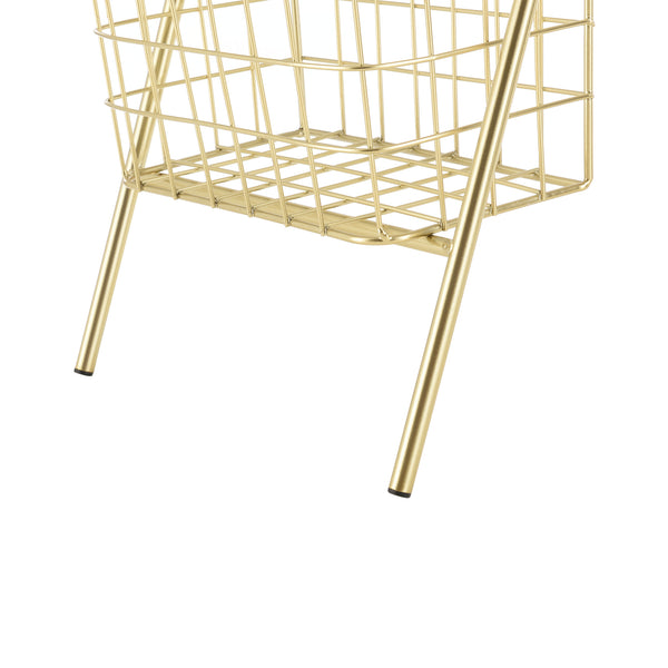 Drabina dekoracyjna z metalowymi koszami metal mosiądz 107x27x55cm en.casa