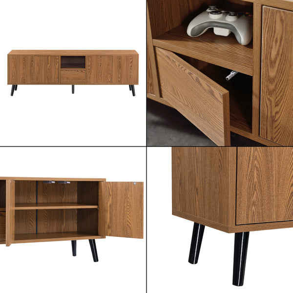 Stolik pod telewizor Hedemora 140x30x45,5 cm Ciemne drewno en.casa