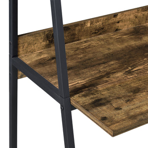 Biurko Alvdal 143x105x51cm z 2 półkami Czarny Ciemny odcień drewna [en.casa]