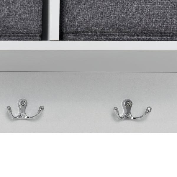 Wieszak ścienny Horsens z pojemnikami do przechowywania 100x20x30cm biały/szary en.casa