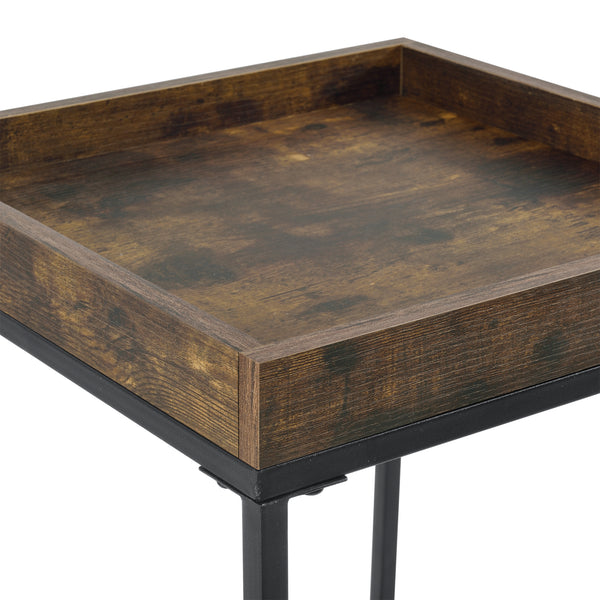 Stolik boczny Mariefred 55x40x40cm z półką Ciemny odcień drewna [en.casa]