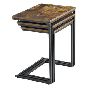 Zestaw stolików bocznych Tjörn zestaw 3 ciemne drewno [en.casa]