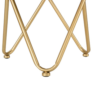 Taboret Katrineholm tapicerowany do 100 kg kolor czarny/mosiądz [en.casa]