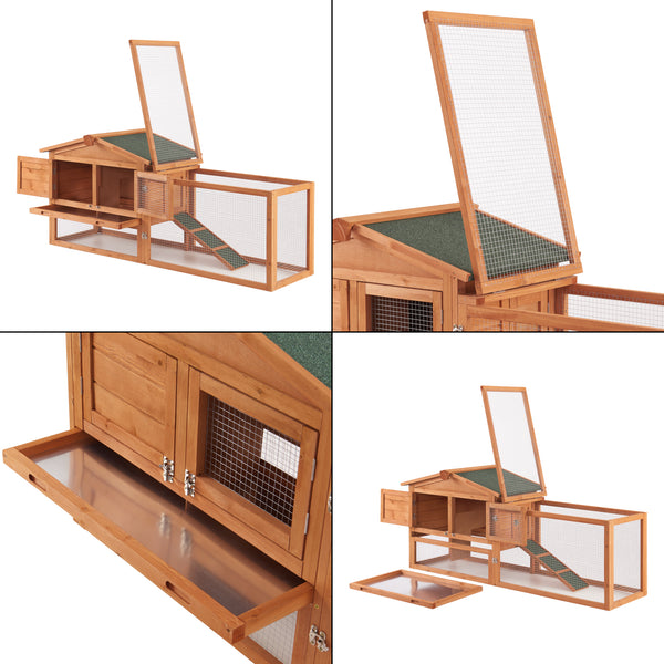 Klatka dla królików Oberursel 68x156x52cm drewno jodłowe [en.casa]