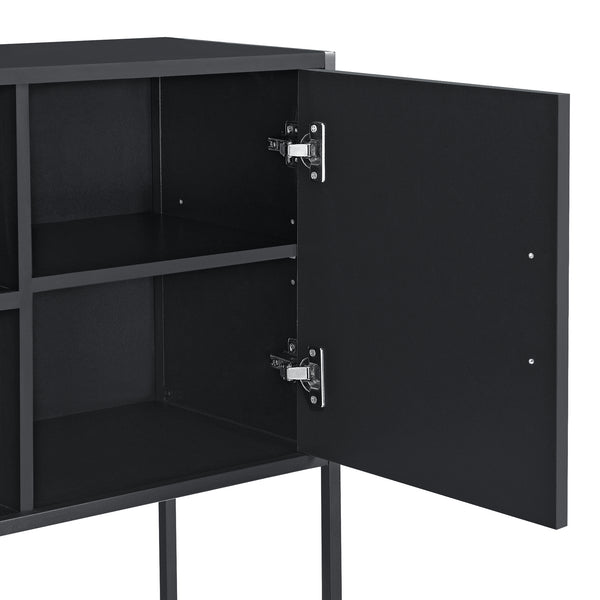 Kredens Motala z półką i drzwiczkami szafki czarny [en.casa]