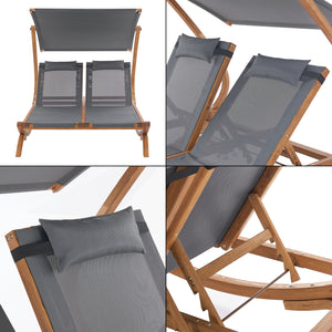 Leżanka podwójna Karystos 197x156x144cm Ciemnoszary [en.casa]