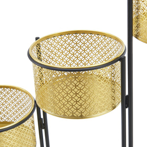 Stojak na kwiaty Doel w kolorze mosiądzu [en.casa]