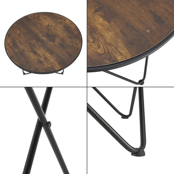 Stolik kawowy Goskamark 80x50 cm Stelaż stalowy Ciemny odcień drewna [en.casa]