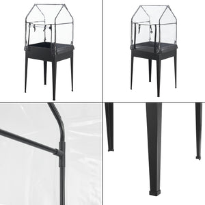 Grządka podwyższona ze szklarnią Katwijk 60x60x152cm stal antracyt [en.casa]