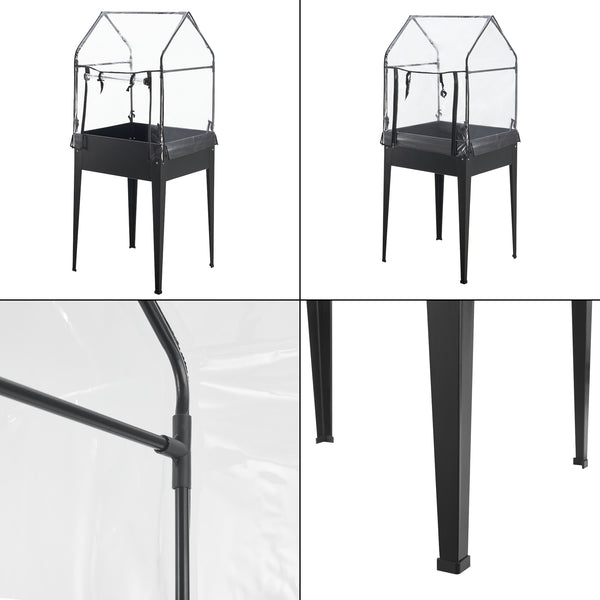 Grządka podwyższona ze szklarnią Katwijk 60x60x152cm stal antracyt [en.casa]