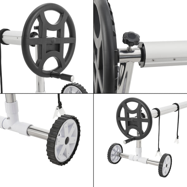 Urządzenie do zwijania basenu Amorgo z kółkami Aluminium [en.casa]