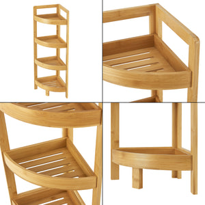 Bambusowa półka łazienkowa Lestijärvi półka narożna z 4 półkami 80x23x23cm [en.casa]