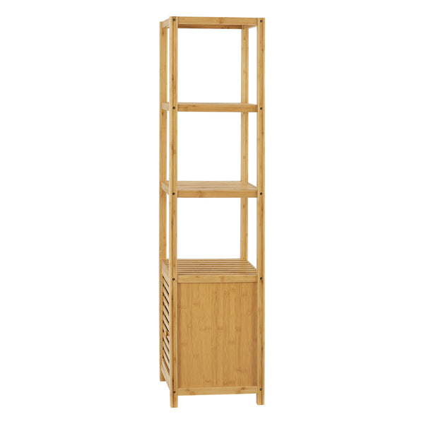 Półka bambusowa Liminka półka łazienkowa z drzwiczkami do szafki 140x34x33cm [en.casa]