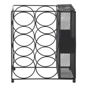 Stojak na wino Drangedal na 6 butelek z pojemnikiem siatkowym [en.casa]