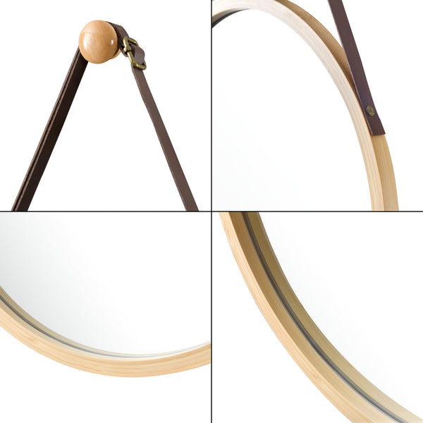 Bambusowe lustro ścienne Bykle okrągłe 38 cm [en.casa]