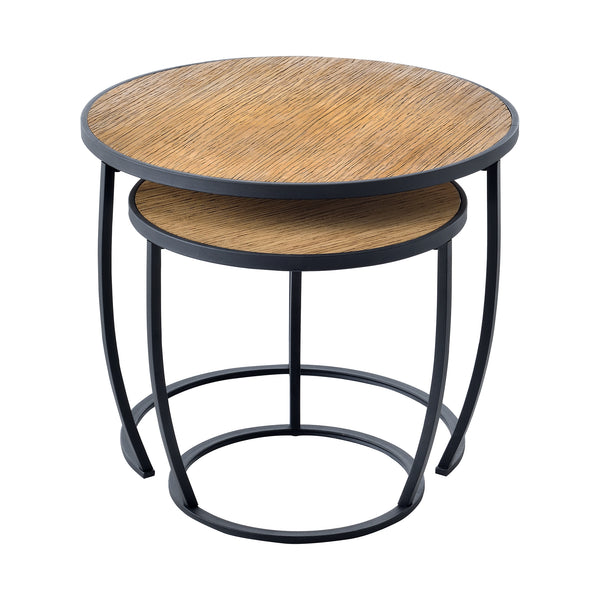 Stolik kawowy Neqi w zestawie 2 stolików o wyglądzie drewna [en.casa]