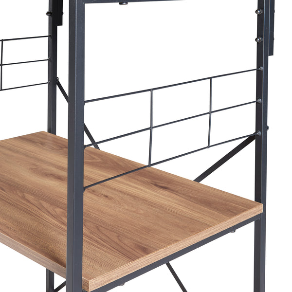 Regał stojący Billund z 4 półkami 133 x 60 x 42 cm czarny / orzech [en.casa]