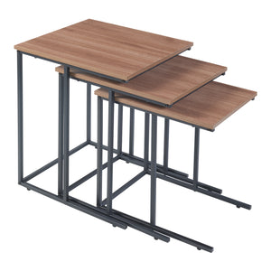 Zestaw stolików Augustenborg w zestawie 3 sztuk Czarny / wygląd orzecha włoskiego [en.casa]