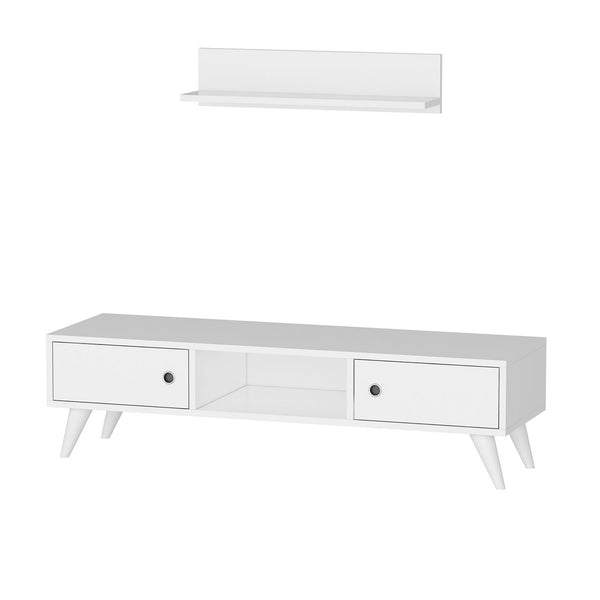 Stolik telewizyjny z półką ścienną Egebjerg Biały [en.casa]