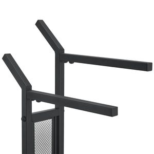 Wieszak na ręczniki Telavi stal 88x40x20cm czarny / drewnopodobny [en.casa]