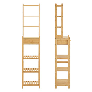 Półka stojąca Siilinjärvi z bambusa 163 x 33 x 28 cm do 5 kg natura [en.casa]