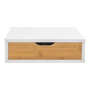 Pudełko z szufladami Vieremä 9x30x31cm białe/bambusowe [en.casa]